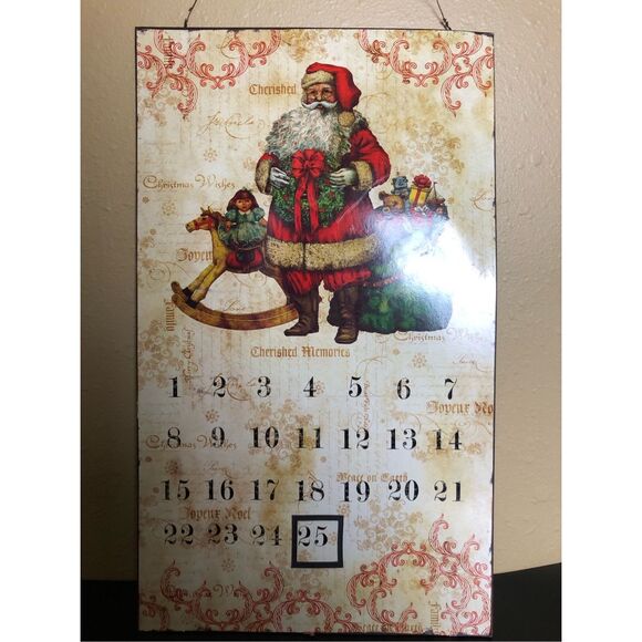 Retro Christmas Advent Calendar – Santa Claus Wall Décor, Countdown to Dec 25 - Picture 1 of 8